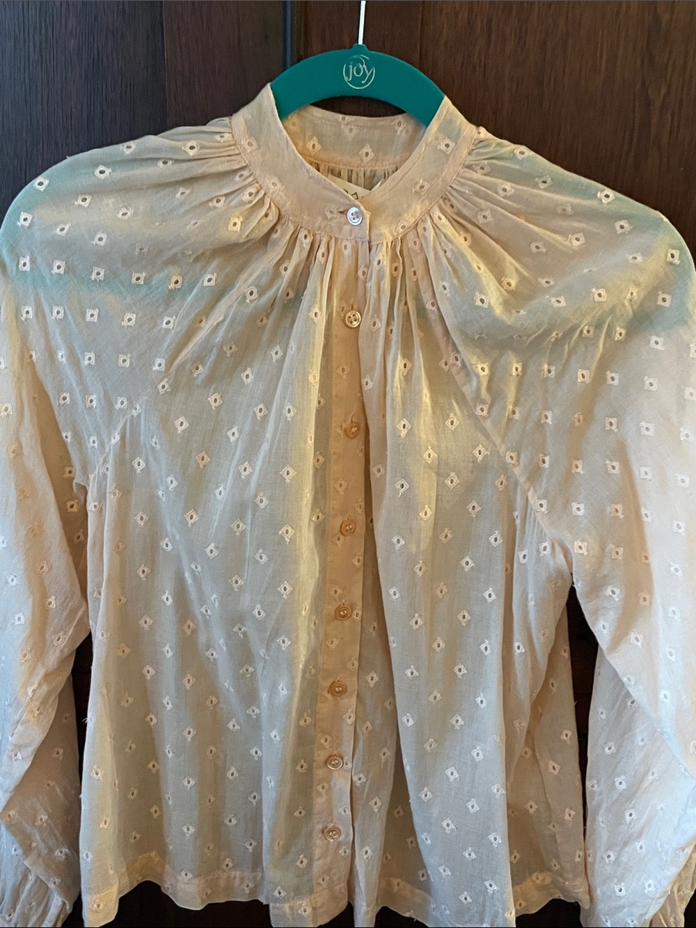 Doen Julienne Top in Peach Sorbet Marseille Embroidery